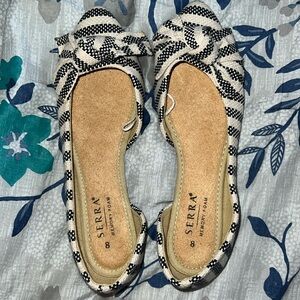 Navy & white slip-on flats